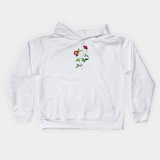 Tiny Red Rose Flower Botanical Illustration Kids Hoodie